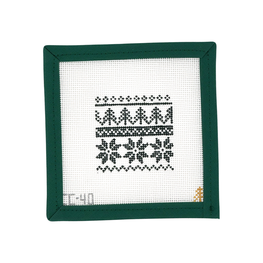 Evergreen Fair Isle Needlepoint Canvas Insert for Can Cozy