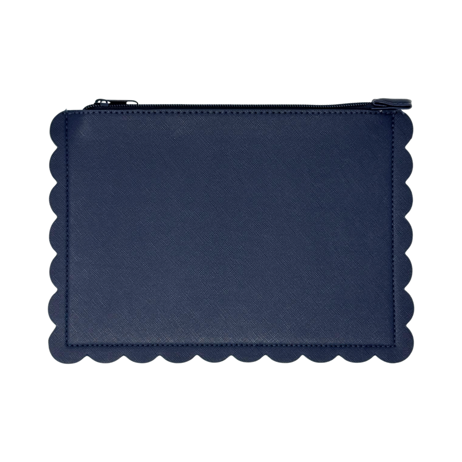 Scallop Crosshatch Pouch - Navy