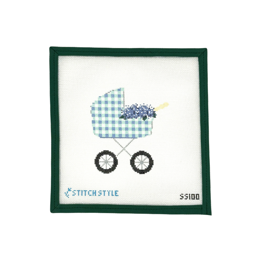 Baby Carriage - Blue Gingham