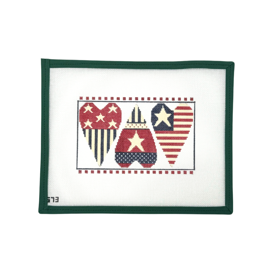 Patriotic Hearts Row of 3
