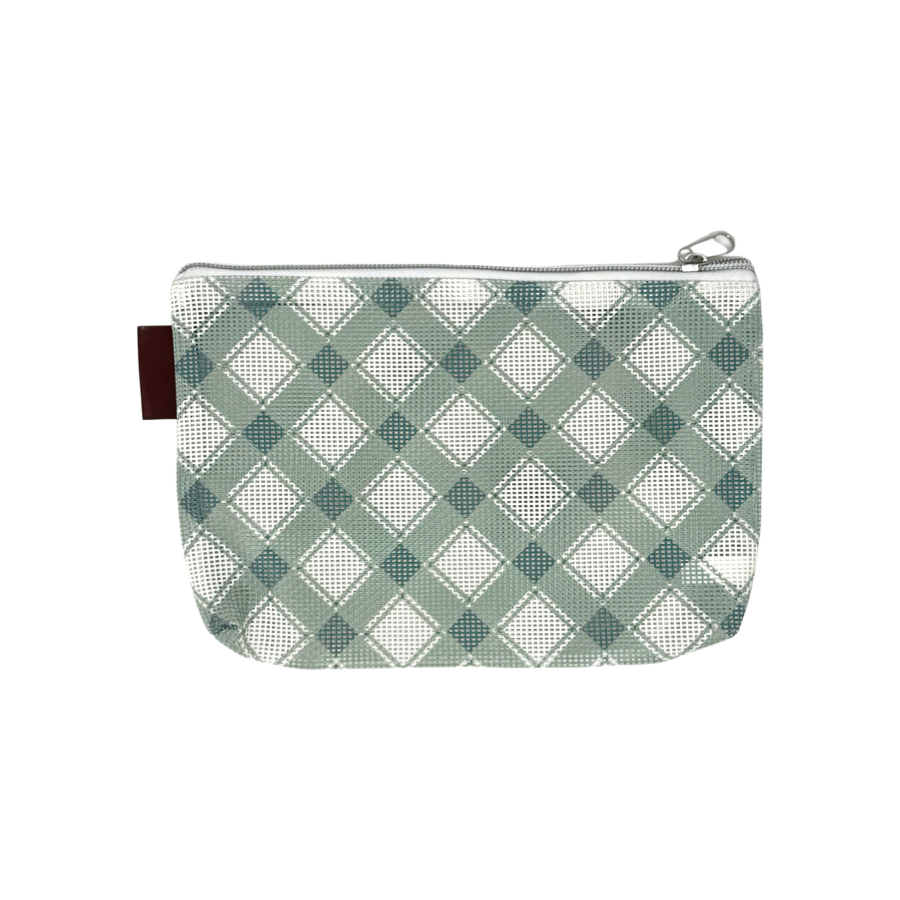 Small Plaid Mesh Project Bag - Jade