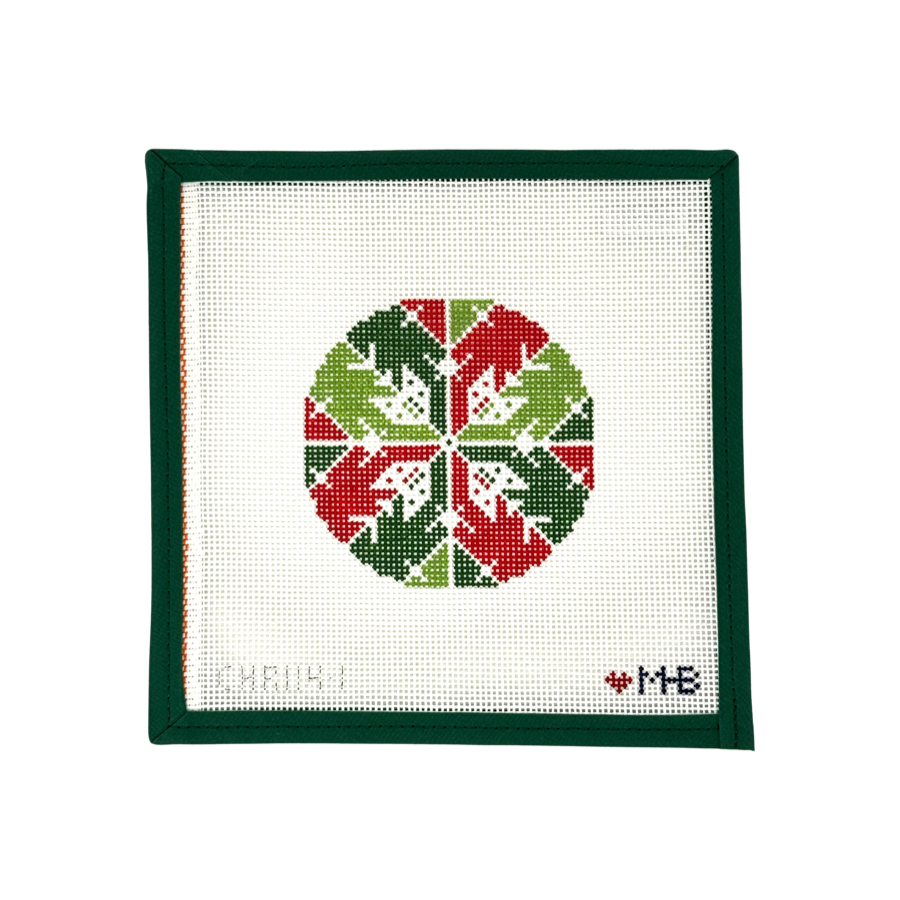 Snowflake Round, Red & Green